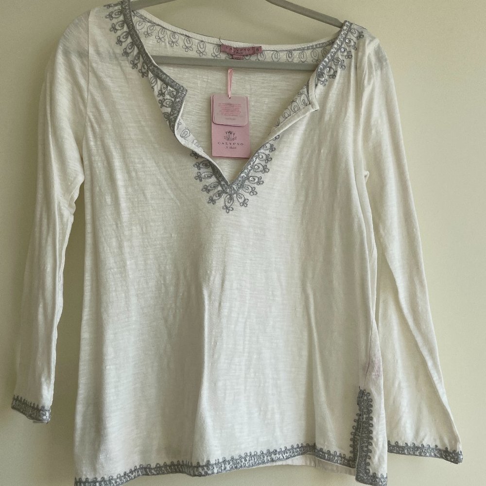 NWT Calypso St. Barth White Airy Cotton Top